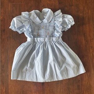 Vintage Winnie The Pooh Girls Smocked Dress Blue Size 4